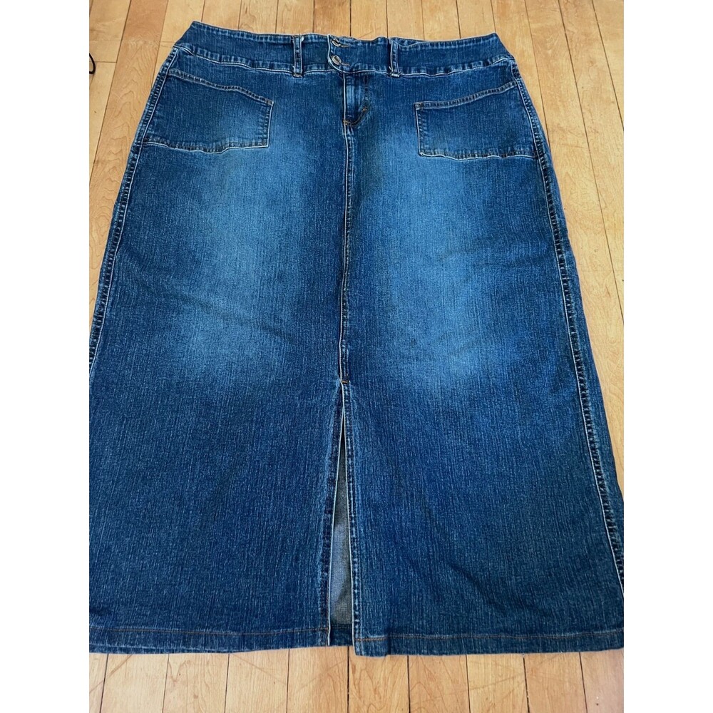 Vintage Carolina Blues 90s Denim Maxi Skirt Size 18W Boho Festival
